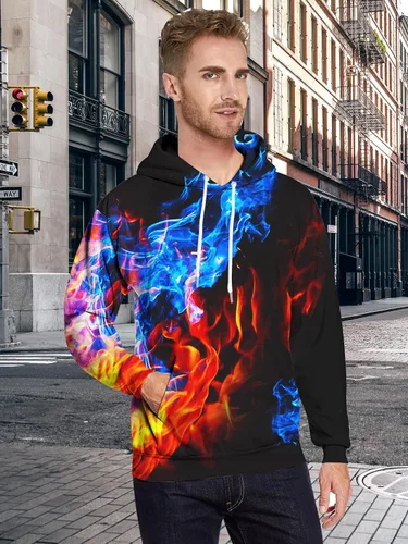Vista 3 de uideazone Sudadera con capucha con estampado 3D para hombre y mujer, con bolsillo tipo canguro