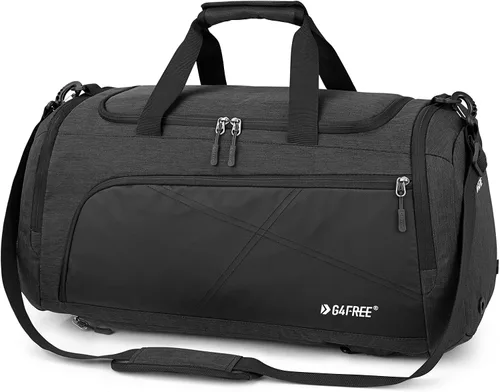 Vista 2 de G4Free Mochila de lona de 3 vías de 45L60L, bolsa de gimnasio con bolsillo húmedo y compartimento para zapatos, bolsa de lona para viajes