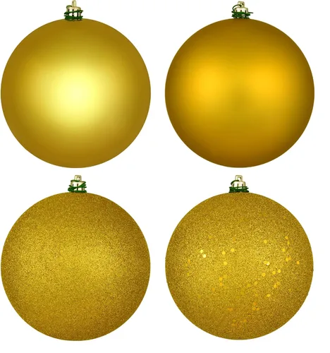 Vista 13 de Vickerman Adorno de bola de oro antiguo de 6 pulgadas con 4 acabados, 4 por caja