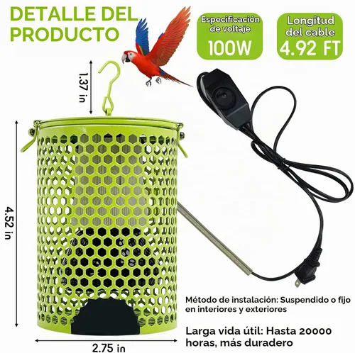 Vista 4 de Hamiledyi Bombilla de cerámica con pantalla de lámpara, protector de lámpara de calor para reptiles de 100 W, calentador de jaula de pájaros