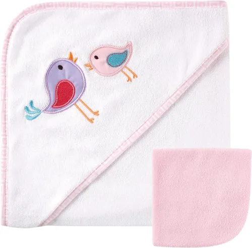 Vista 9 de Luvable Friends Toalla y toallita unisex con capucha para bebé, ballena azul, talla única (paquete de 2)