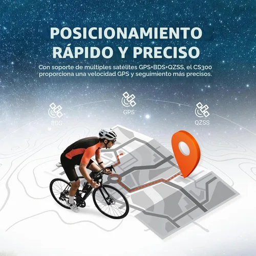 Vista 2 de COOSPO CS300 - Computadora de bicicleta con GPS, computadora de ciclismo inalámbrica con pantalla LCD de retroiluminación automática 2.6