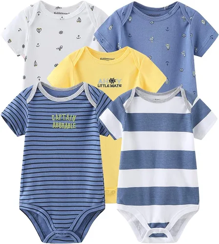Vista 18 de Kiddiezoom Body unisex de manga corta para bebé, paquete de 5