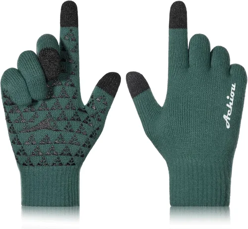 Vista 28 de Achiou Winter Gloves for Men and Women, Touchscreen Soft Knit Gloves Camello almendra