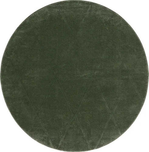 Vista 2 de SAFAVIEH Colección Revive Alfombra de Área - 6'7" Redonda, Verde, Diseño Enrejado, No Desprende Pelusa y de Fácil Cuidado, Ideal para Áreas de Alto