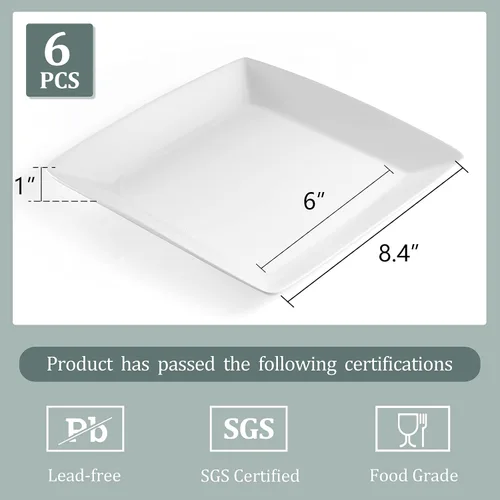 Vista 2 de Platos de cena rectangulares de porcelana Platos de cena cuadrados de porcelana