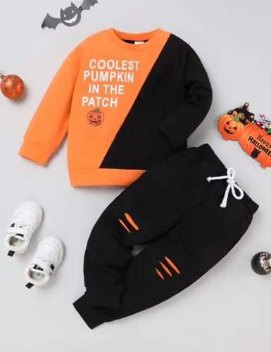 Vista 2 de Ropa para niño pequeño, sudadera de manga larga, conjunto de 2 piezas para otoño e invierno, ropa de bebé
