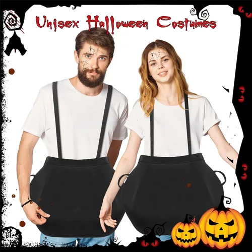 Vista 4 de Toulite Disfraz de caldero para Halloween del día de San Patricio con correa para el hombro, disfraz de olla para fiesta de adultos, accesorio
