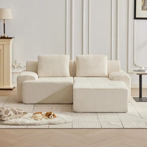 Vista 66 de Sofá modular modular con otomana móvil, sofá de asiento profundo con almohadas, cómodo sofá modular de nube para sala de estar, dormitorio y Blanco