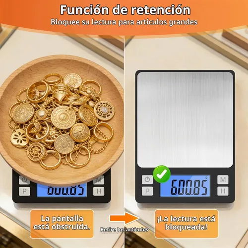 Vista 5 de Báscula digital de joyería BOMATA, escala de gramo de alta precisión de Negro