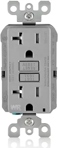 Vista 8 de Leviton SmartlockPro receptáculo resistente al clima, comprobación automática, con guía de luz e indicador LED, GFWT1-E