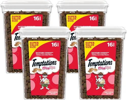 Vista 16 de Temptations MixUps Backyard Cookout - Golosinas crujientes y suaves para gatos, bolsa de 3 onzas (paquete de 12) Chicken, liver & beef flavors