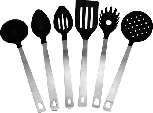 Vista 2 de Empire Nylon Deluxe - Juego de utensilios de cocina de 7 piezas con soporte inoxidable