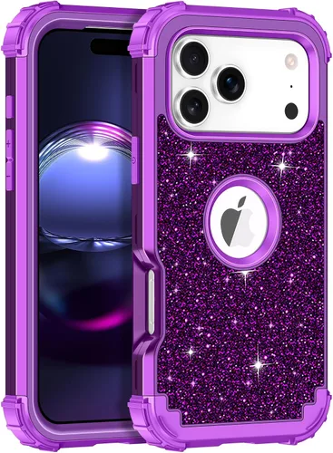 Vista 44 de LONTECT Funda para iPhone 15 Plus con purpurina brillante 3 en 1, a prueba de golpes, resistente, híbrida, resistente, funda protectora de alto