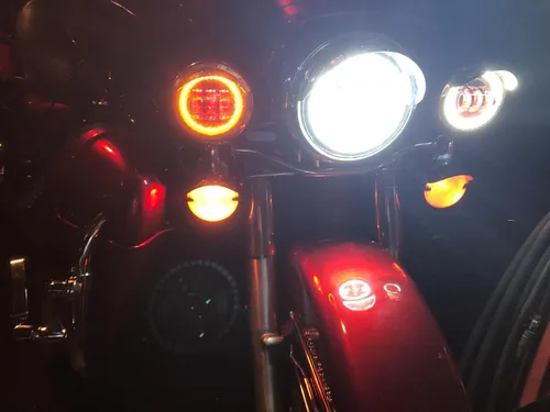 Vista 8 de LX-LIGHT lámparas Cree LED para niebla, 2 unidades, cromadas, de 4.5 pulgadas para motocicletas Harley Davidson