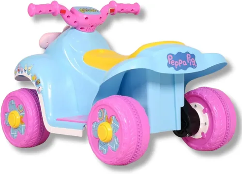 Vista 4 de Peppa Pig - Cuatrimoto eléctrico de 6 V, con licencia oficial, accionamiento con botón, diseño seguro y estable de 4 ruedas, juguete para niños