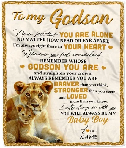 Vista 28 de Manta personalizada con texto en inglés «To My Godson», de Godmother Godmother Wolf Moon, My Love for You is Forever Godson Birthday Christmas