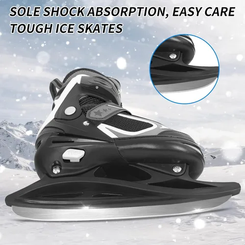 Vista 5 de Nattork Patines de hielo para niños, niños y niñas, patines ajustables de hockey con cordones, acolchado suave y soporte de tobillo reforzado