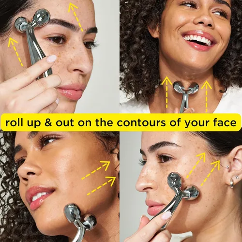 Vista 5 de Pacifica Future Youth Rodillo Facial de Acero Inoxidable – Masajeador Facial Dual de Enfriamiento Gua Sha para Esculpir, Contornear y Reducir