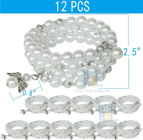 Vista 2 de WE Bautismo favor 12PC Rosario Wrap Angel Pulsera Recuerdos de Bautizo Bautizo Regalo para Invitados Blanco Perla - Recuerdos de Bautizo - Recuerdos