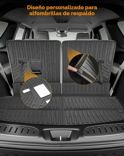 Vista 8 de Alfombrillas para suelo de Dodge Durango 2016-2025 2026 de 6 asientos, protector de carga para todo tipo de clima, TPE resistente, impermeable