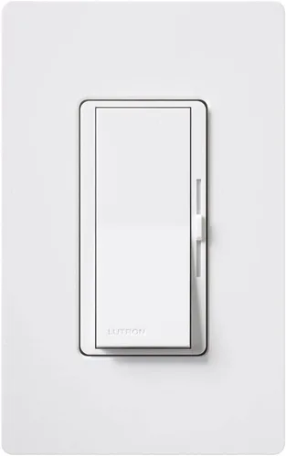 Vista 2 de Lutron Diva Control de ventilador de 3 velocidades, unipolar/3 vías, DVFSQ-F-WH, color blanco