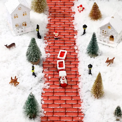 Vista 4 de Accesorios de pueblo navideño, tapete de nieve para carreteras y calles, tapete de nieve de adoquines de Navidad para paisaje de pueblo navideño