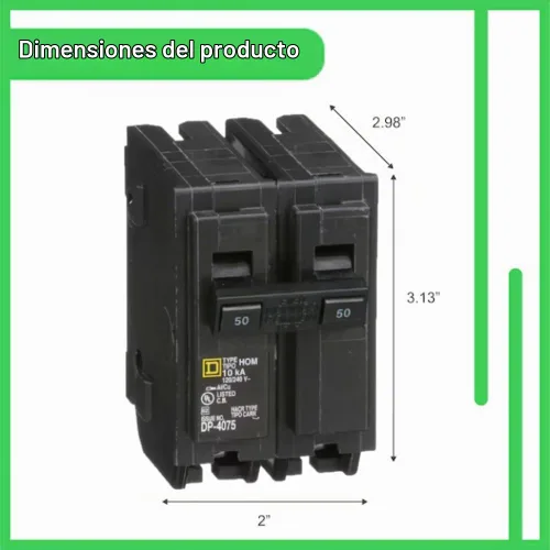 Vista 6 de Kit de disyuntor de doble polo cuadrado D HOM250 de 50