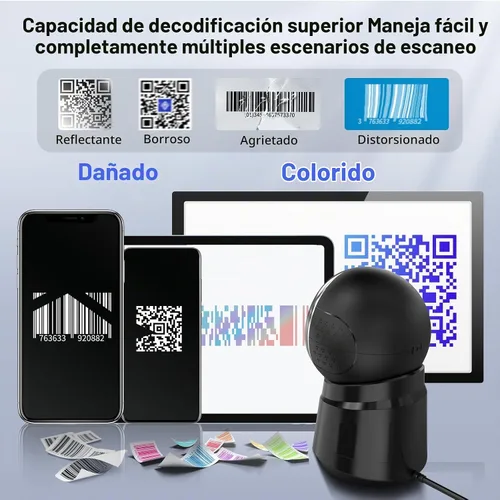 Vista 3 de Tera Escáner de código de barras omnidireccional de escritorio: 2D USB