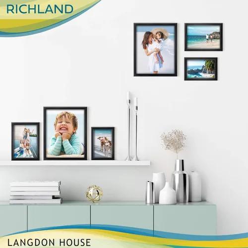 Vista 6 de Langdon House Juego de marcos de fotos de 4 x 6 pulgadas (negro, paquete de 6) con bordes distinguidos para estilo clásico, colección Richland