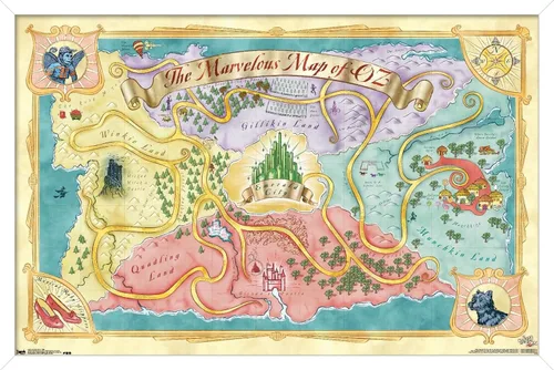 Vista 13 de The Wizard Of Oz - Póster de pared de mapa, 22.4 pulgadas de largo x 14.7 pulgadas de ancho, versión enmarcada de madera de granero