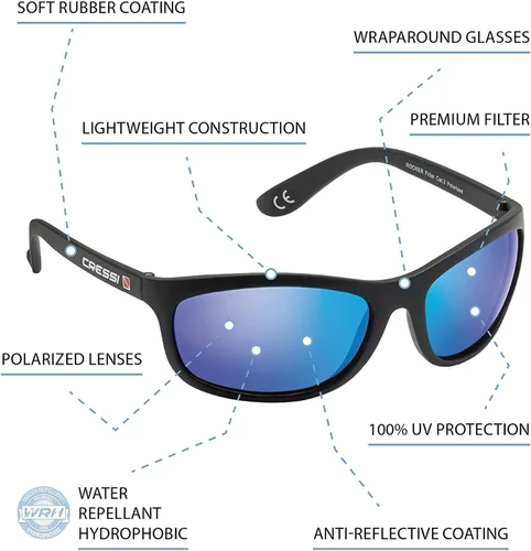 Vista 3 de Cressi Rocker Floating Adult Sport Buoyant Sunglasses Polarized Lenses Protective Case - Best for Beach Activities
