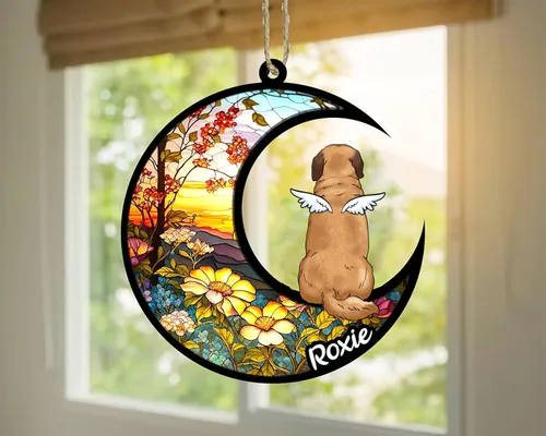 Vista 410 de LOVELYPOD Adorno de Navidad personalizado para perro Basset Hound (marrón) Basset Hound (marrón) adorno para atrapasoles de perro, razas de perros