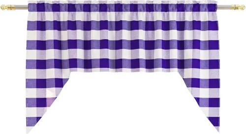 Vista 244 de Cenefas de cortina para ventana de 16 pulgadas de largo, 2 paneles de cuadros búfalo, cortinas pequeñas con bolsillo para barra, estilo clásico