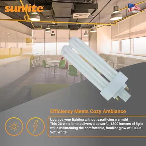 Vista 5 de Sunlite PLT26/E/SP27K foco de luz fluorescente de 4 pines para enchufar, compacto, 26 vatios, PLT26/E/SP27K/10PK, 26watts