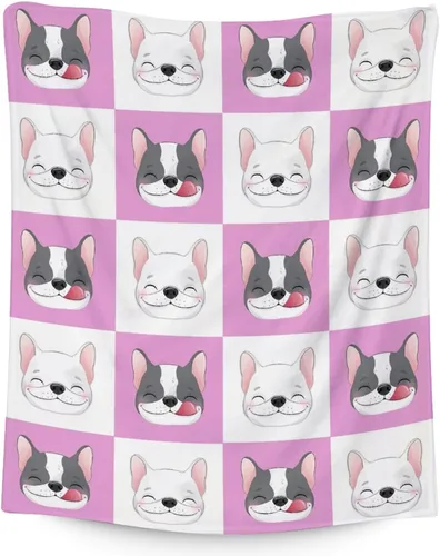 Vista 17 de Regalos de bulldog francés para niños, 30 x 40 pulgadas, mantas de bulldog francés tamaño regazo, mantas suaves y peludas con temática de perros