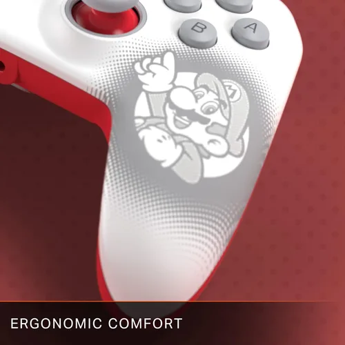 Vista 4 de PowerA Enhanced Wired Controller for Nintendo Switch - Mario White, Gamepad, game controller, wired controller, officially licensed