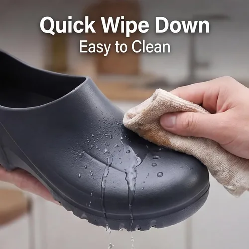 Vista 4 de FLIOZY Zuecos de trabajo antideslizantes para hombres y mujeres, zapatos de chef de EVA impermeables, zapatos de cocina y enfermería