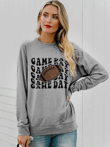 Vista 2 de UNIQUEONE Sudadera divertida para el día del partido, camisetas gráficas de fútbol americano para mujer, manga larga, cuello redondo, casual