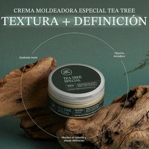 Vista 3 de Crema moldeadora Tea Tree, crema para peinar el cabello, fijación duradera, acabado mate, para todo tipo de cabello