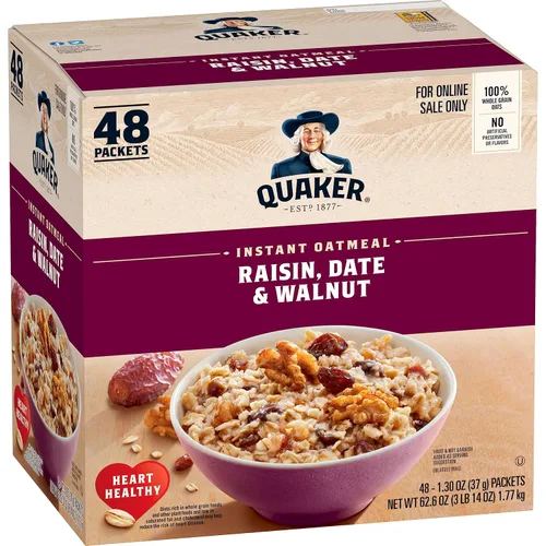 Vista 8 de Avena instantánea Quaker Immunity, paquete variado de 3 sabores, buena fuente de vitaminas C, D y zinc, granos enteros, sin sabores artificiales