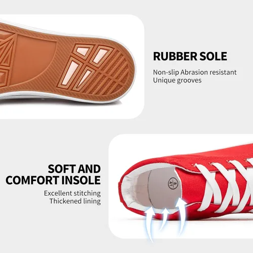 Vista 4 de Zapatos de lona blanca para hombre, zapatillas de lona altas con cordones, zapatos casuales ligeros y suaves