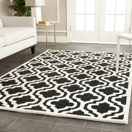 Vista 14 de SAFAVIEH Cambridge Collection CAM132E - Alfombra decorativa de lana marroquí de primera calidad, 2 x 3 pies, color negro y marfil