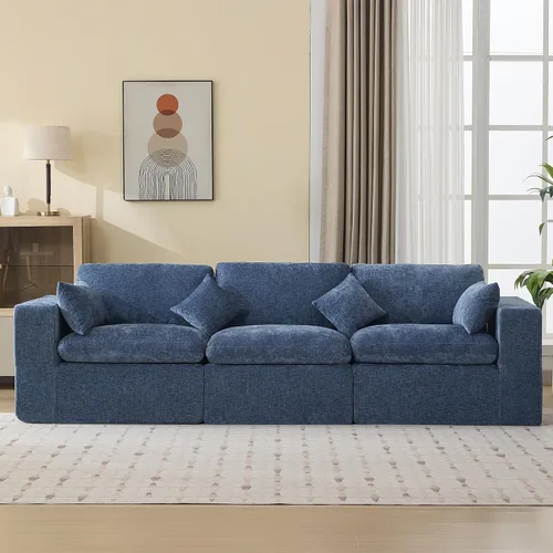 Vista 32 de WUTUTUEE Otomana Cloud de 33.5 pulgadas para sofá modular, cómodo reposapiés tapizado de felpilla con espuma viscoelástica, embalaje totalmente