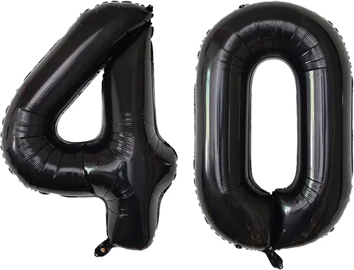 Vista 129 de Globos gigantes de números negros de 40 pulgadas, globos de aluminio de Mylar con helio para cumpleaños, globo número 0 para decoración de fiestas