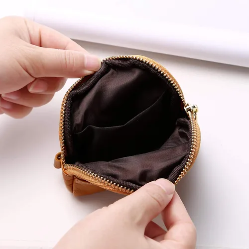 Vista 3 de Monedero de cuero para mujer, monedero con llavero (azul oscuro)