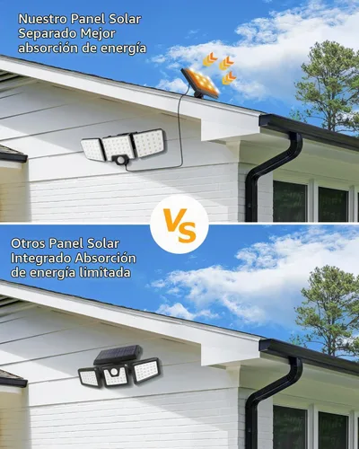 Vista 3 de Lepro Luces solares de seguridad para exteriores, sensor de movimiento 2 en 1, control remoto separado e integrado, IP65, impermeable, luces solares