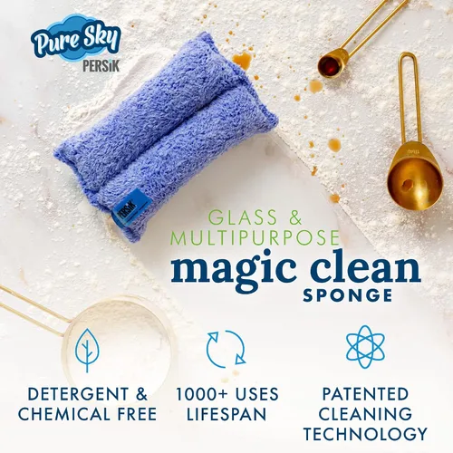 Vista 3 de Pure-Sky Ultra - Esponja de limpieza de microfibra 2 en 1, combinación para vidrio y multiusos, solo agrega agua, no necesita detergentes, uso
