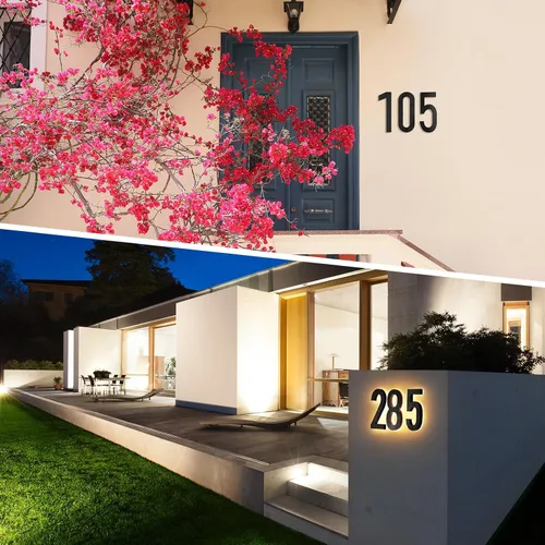 Vista 5 de ROCEEI Número de casa LED retroiluminado de 8 pulgadas del 0 al 9 para exteriores, gran dirección, número iluminado, impermeable, acero inoxidable
