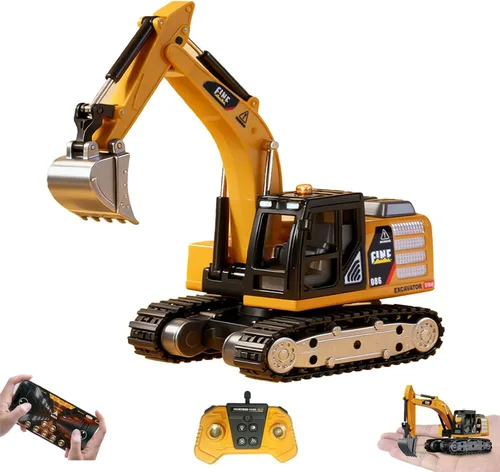 Vista 8 de Mini camión volquete RC 1:64, vehículo de construcción de aleación de metal con aplicación y control remoto doble, velocidad variable, luces LED